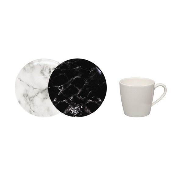 8-dijelni set crno-bijelih porculanskih šalica i tanjurića Villeroy & Boch Marmory