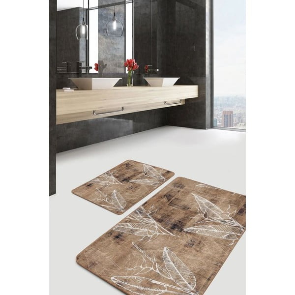 Smeđe od samta kupaonske prostirke u setu 2 kom 60x100 cm – Mila Home-image-4