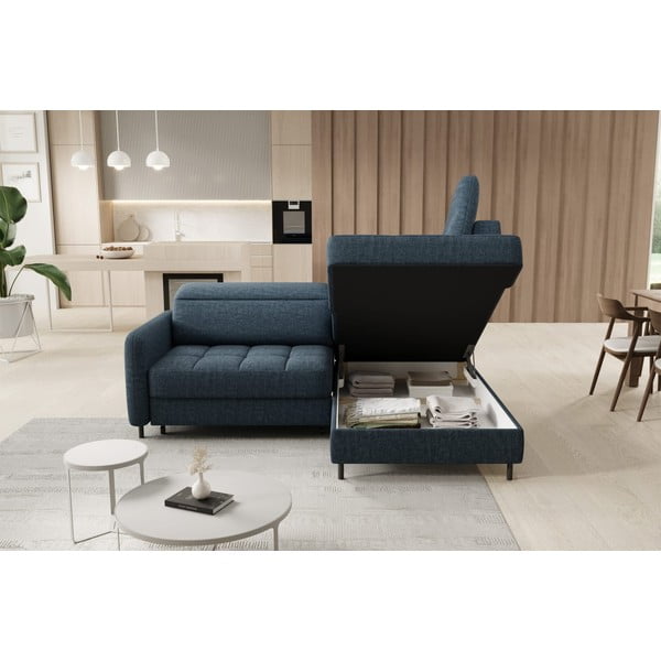 Plava baršunasti sklopiva/s prostorom za odlaganje kutna garnitura (s desnim kutom/u obliku slova L) Barea – ELTAP-image-4