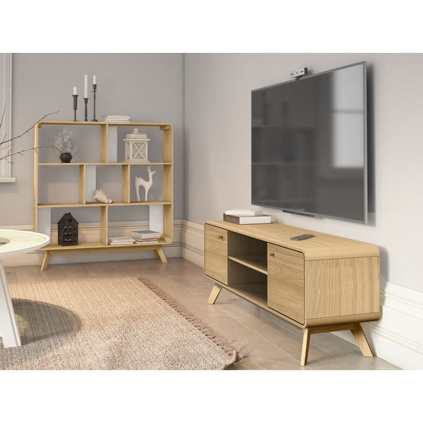 TV stol u dekoru hrasta u prirodnoj boji 140x53 cm Cassie - Støraa-image-1