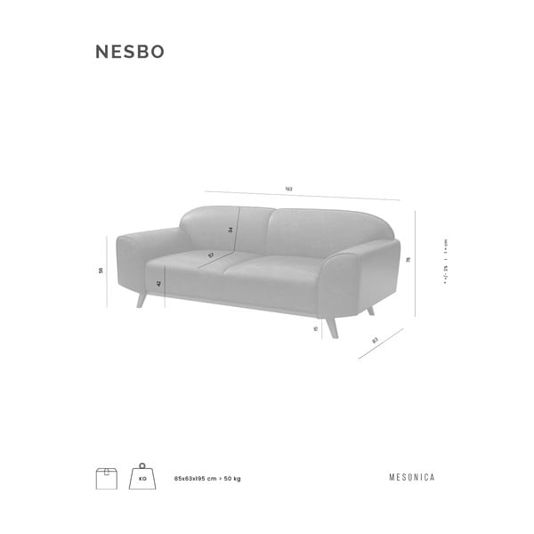 Tamno siva kožna sofa 193 cm Nesbo – MESONICA-image-3