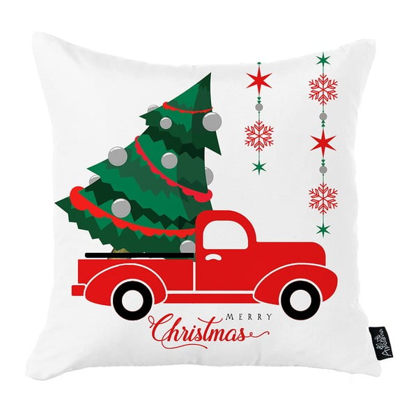 Bijela božićna jastučnica Mike &amp; Co. NEW YORK Honey Božićni auto i drvce, 45 x 45 cm