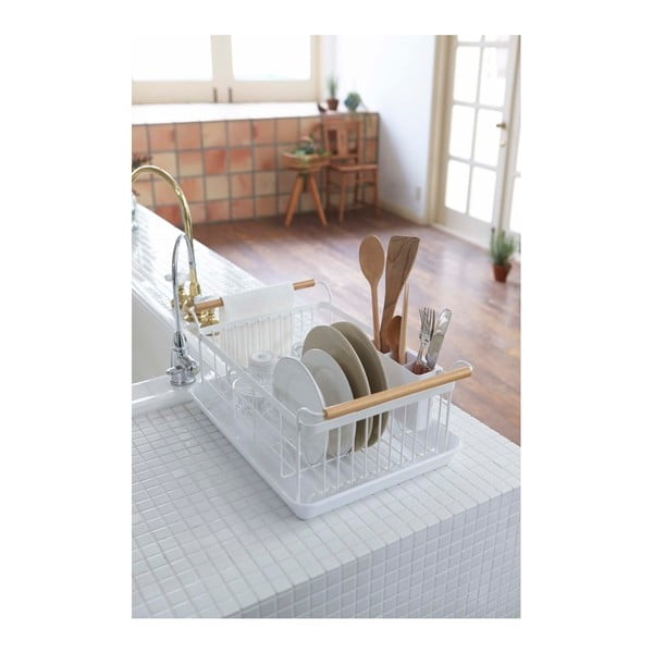 Stalak za cijeđenje posuđa s detaljima od bukovine YAMAZAKI Tosca-image-4