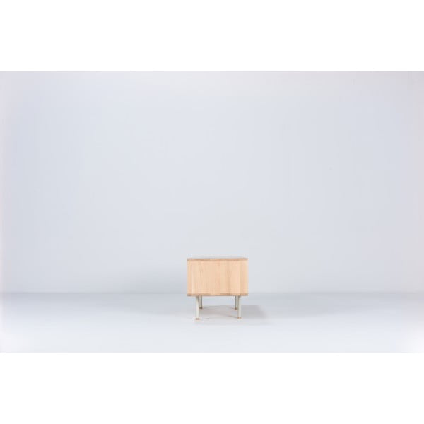 Bijela/u prirodnoj boji TV komoda od punog hrasta 160x48 cm Fina – Gazzda-image-4