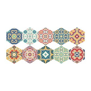 Set od 10 podnih samoljepljivih naljepnica Ambiance Floor Stickers Hexagons Lorena, 40 x 90 cm