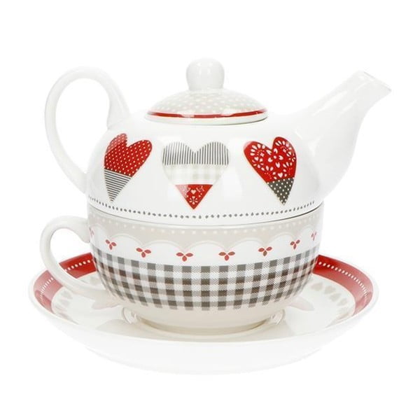 Set čajnika i šalice sa srcem od koštanog porculana Brandani Happy Days