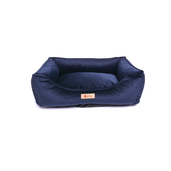 Tamnoplavi baršunasti krevet 65x50 cm Royal - Petsy