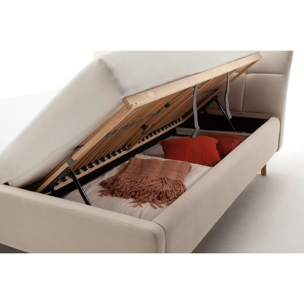 Bež tapecirani bračni krevet s prostorom za odlaganje s podnicom 180x200 cm Mila – Meise Möbel-image-1