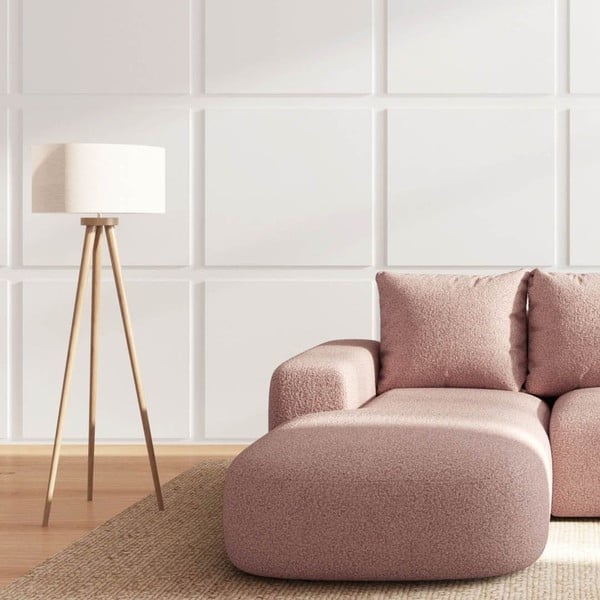 Ružičasta kutna garnitura od bouclé tkanine (s lijevim kutom/s ležaljkom) Monce – Rodier-image-3