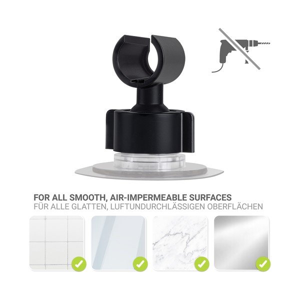 Crni plastičan držač za tuš glavu s postavljanjem bez bušenja Libertà – Wenko-image-3