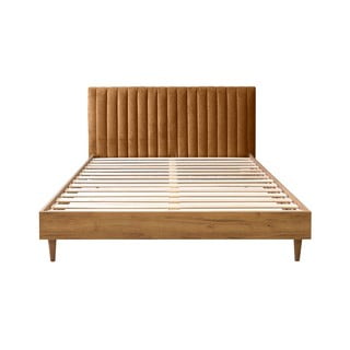 Bračni krevet s podnicom 180x200 cm u bakrenoj boji/u prirodnoj boji Oceane – Bobochic Paris