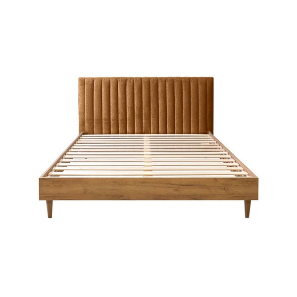 Bračni krevet s podnicom 180x200 cm u bakrenoj boji/u prirodnoj boji Oceane – Bobochic Paris