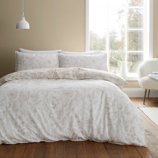 Bež flanelska posteljina za krevet za jednu osobu 135x200 cm Floral Toile – Bianca