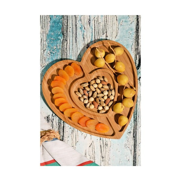 Pladanj za posluživanje od bambusa u obliku srca Kutahya Snacks Lovely, 27 x 28 cm