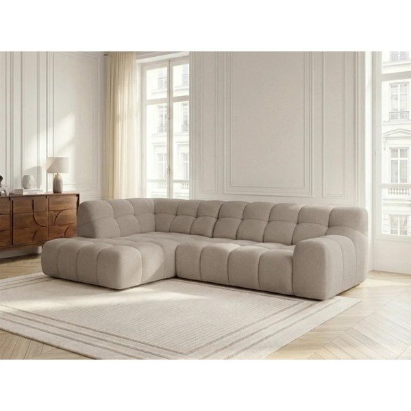 Bež sklopiva/s električnim podešavanjem sjedala kutna garnitura (s lijevim kutom/u obliku slova L) Andre – Bobochic Paris-image-3