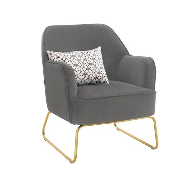 Sivi baršunasti naslonjač Joshua - Støraa-image-4