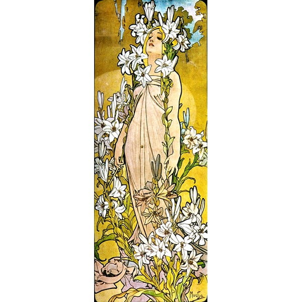 Reprodukcija slike Alfons Mucha - The Flowers Lily, 30 x 80 cm