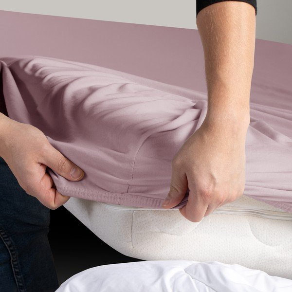 Plahta prljavo roza s gumom od jeseya 180x200 cm Amber – Restilo-image-1