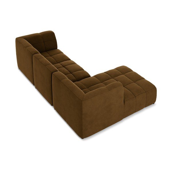 Senf žuta baršunasti kutna garnitura (s lijevim kutom/s ležaljkom) Aloha – Makamii-image-4