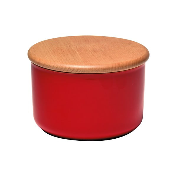 Crvena kutija s drvenim poklopcem Emile Henry, zapremine 0,5 l