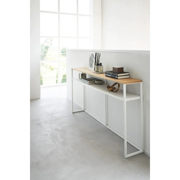 Bijeli/svjetlo smeđi pomoćni stol u dekoru jasena 20,5x126 cm Tower – YAMAZAKI-image-3