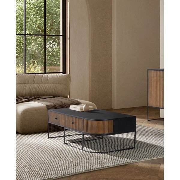 Stolić za kavu od masivnog manga u prirodnoj boji 60x120 cm Curve – MOME-image-1