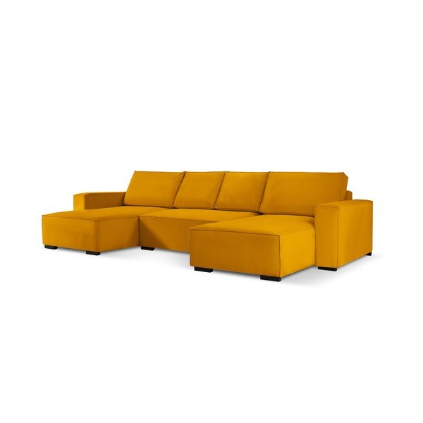 Žuti baršunasti kauč na razvlačenje "U" oblika Mazzini Sofas Azalea-image-2