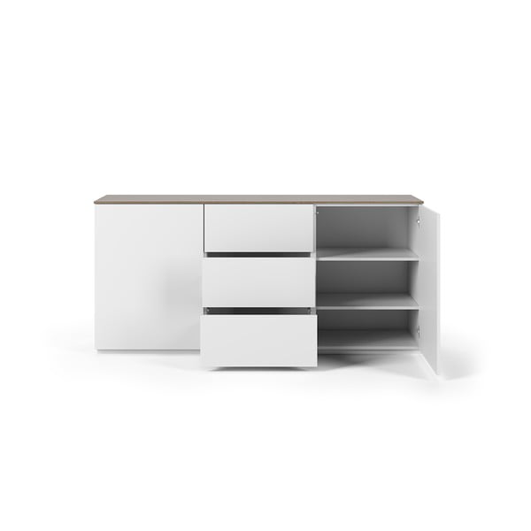 Bijela komoda u orah dekoru s 3 ladice i 2 vrata TemaHome Join-image-2