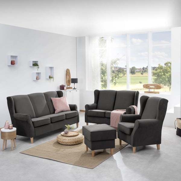 Antracit baršunasta sofa Max Winzer Lorris, 193 cm-image-1