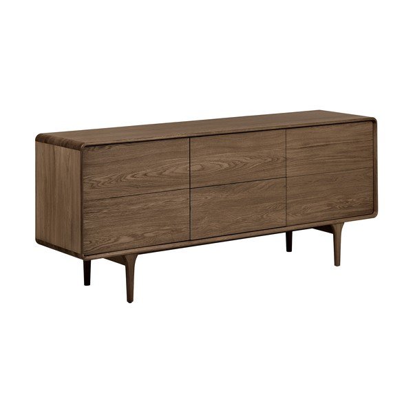 Tamno smeđa komoda u dekoru hrasta 180x75x45 cm Darwin – House Nordic
