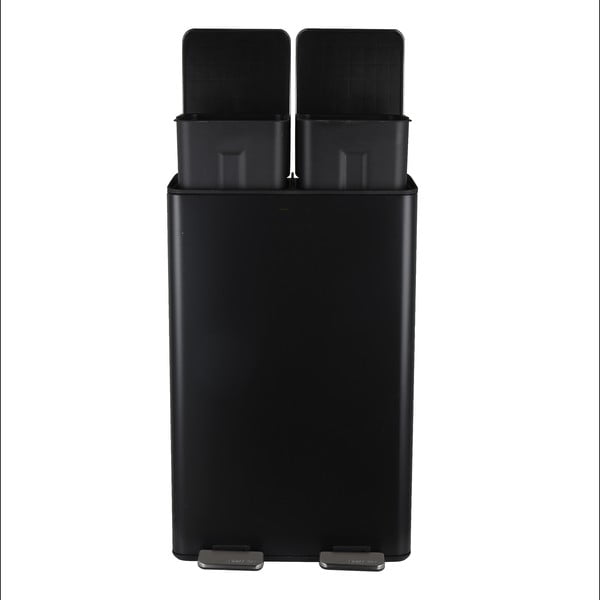 Mat crna željezna kanta za smeće 2x30 l za odvojeni otpad/s pedalom   Aliya – Spirella-image-2