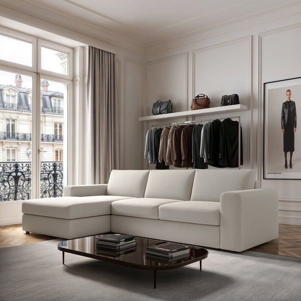 Krem kutna garnitura (s lijevim kutom/s ležaljkom) Baga – Rodier-image-1