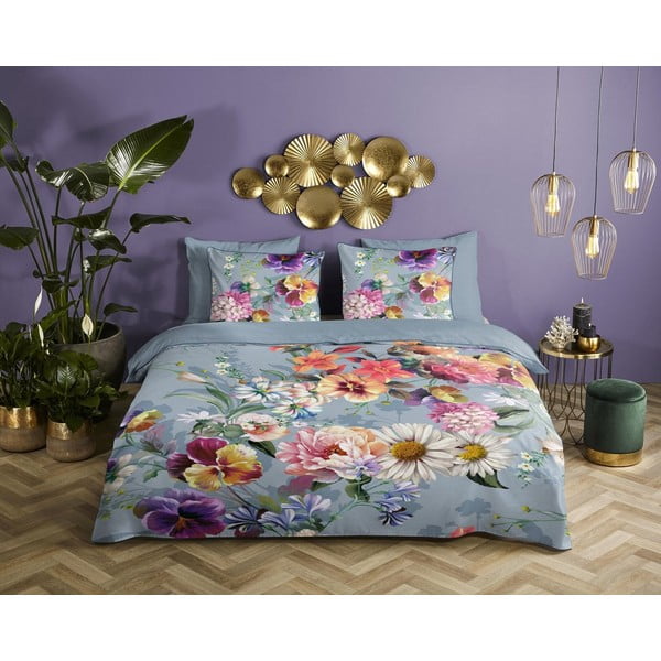 Siva posteljina od organskog pamuka Descanso Sunflower, 200 x 220 cm-image-3