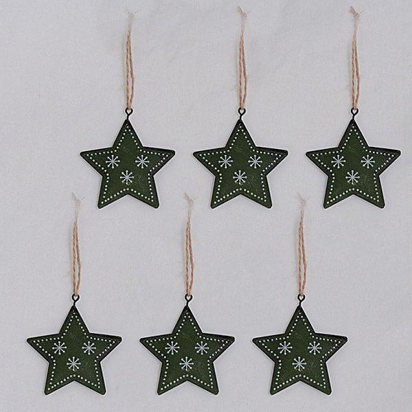 Metalni viseći ukras zelene zvjezdice, 6 kom
