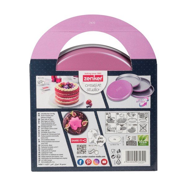 Set od 4 ružičasta kalupa za tortu Zenker Creative, ø 17 cm-image-3