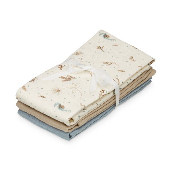 Svijetlo žute pelene u setu 3 kom od organskog pamuka 70x70 cm Sea Garden – Cam Cam Copenhagen