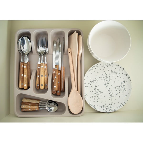 Bež organizator za pribor od bambusa Kitchen Craft Natural Elements-image-1
