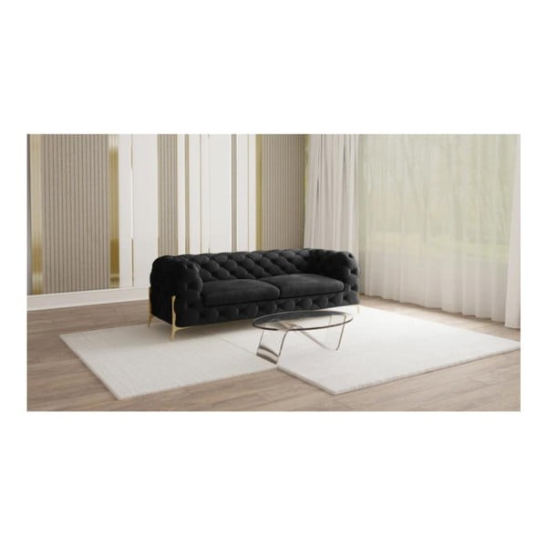 Crna baršunasti sofa 225 cm Chelsea Bis – Ropez-image-1
