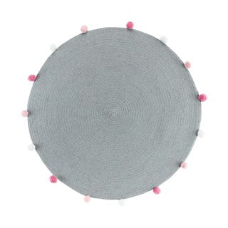 Svijetlo sivi okrugli tepih ø 90 cm Pompomparty – douceur d'intérieur