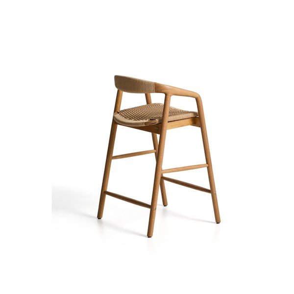 Barska stolica s naslonima za ruke od punog hrasta u prirodnoj boji (visine sjedala 65 cm) Derile – Kave Home-image-2