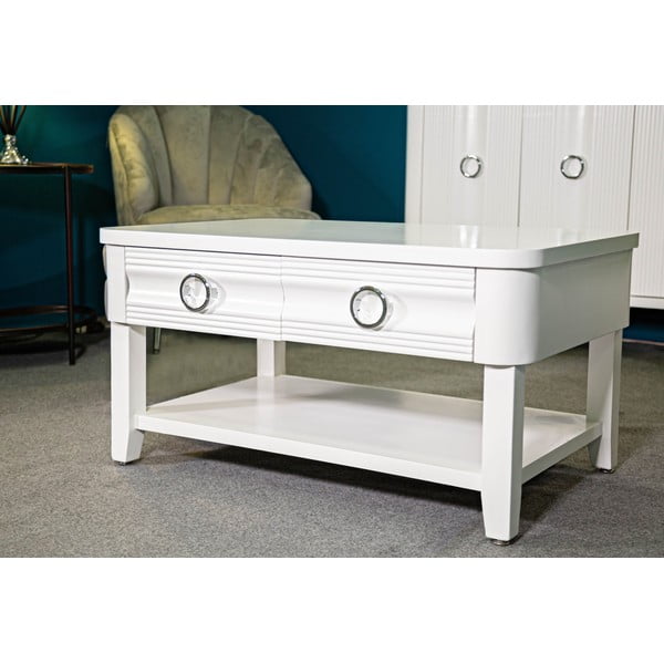 Bijeli stolić za kavu od masivne jele 60x90 cm Shine – Mauro Ferretti-image-1