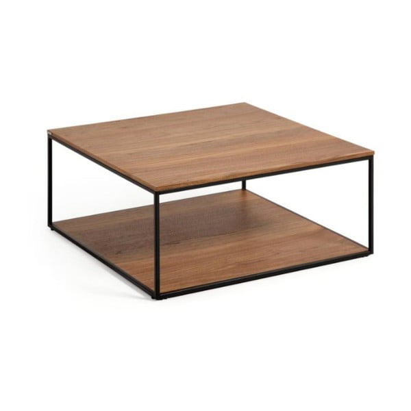 Smeđi stolić za kavu s pločom u drvenom dekoru oraha 80x80 cm Yona - Kave Home