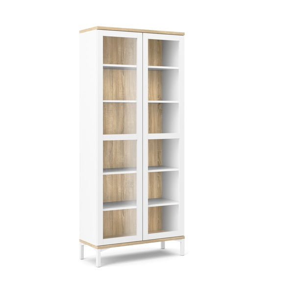 Bijela/u prirodnoj boji vitrina u dekoru hrasta 89x203x36 cm Roomers – Tvilum-image-2