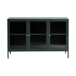 Zelena metalna vitrina Unique Furniture Bronco, visina 85 cm