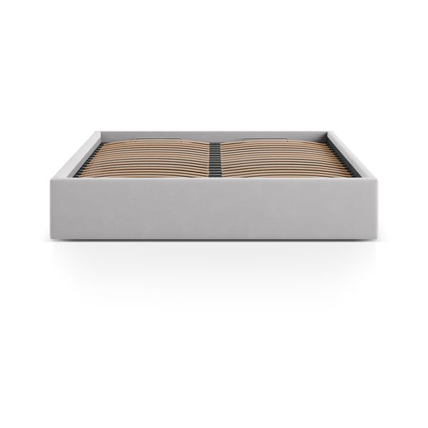 Svijetlo sivi tapecirani bračni krevet s prostorom za odlaganje/bez uzglavlja s podnicom 160x200 cm Susan – Micadoni -image-2