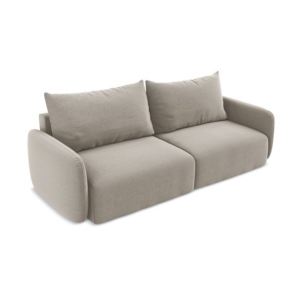 Smeđe-siva baršunasti sklopiva/s prostorom za odlaganje sofa 238 cm Kalena – Makamii-image-3