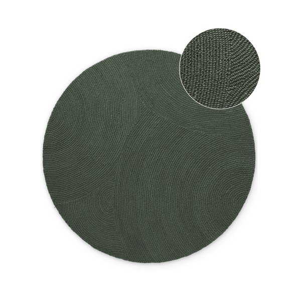 Tamno zeleni ručno rađen vunen okrugao tepih ø 200 cm Calmio – Hanse Home