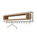 Zidna vješalica od punog hrasta u prirodnoj boji/smeđe-siva s policom 118 cm School – Spinder Design
