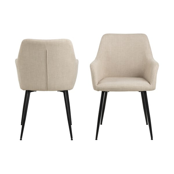 Bež podstavljene blagovaonske stolice u setu s naslonima za ruke 2 kom Lizzy – Actona-image-2