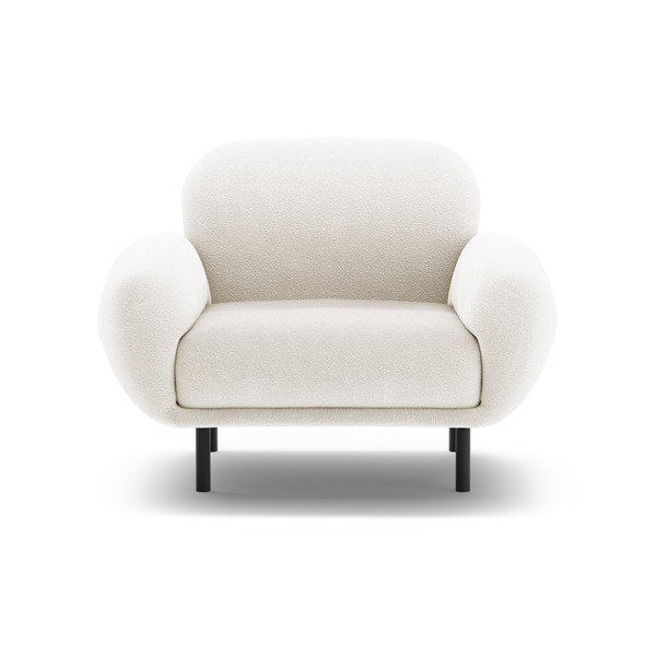 Bijela fotelja od bouclé tkanine Poppy – Micadoni -image-1